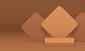 3d squared beige podium with rhombus wall background for presentation realistic vector