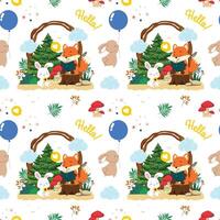 A seamless pattern with animals and trees vector