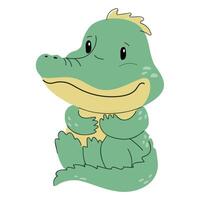 Cute cartoon crocodile isolated on white background, illustration vector