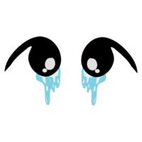 a crying cartoon eye with a tear drop on it png
