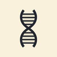 Minimalist illustration of a DNA double helix strand in black on a beige background. vector