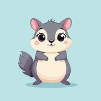 Adorable cartoon squirrel standing on a blue background with a cute, playful expression. vector