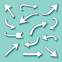 Various white arrows pointing in different directions on a teal background. vector