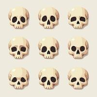 A repetitive pattern of cartoon skulls on a light background, suitable for a variety of design projects. vector