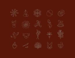 Set of modern natural signs drawing in minimalism line style to create your own design vector