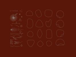 Set of modern light decorative elements and frames to create your own design, drawing in minimalism line style vector