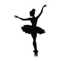 Silhouette of a female ballet dancer in a tutu striking a graceful pose on pointe. vector
