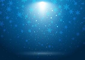 Christmas background with snowflakes under a spotlight vector