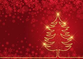 Christmas background with glittering gold tree design vector