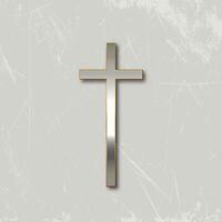Religious cross design with metallic cross on grunge background vector