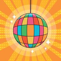 Pop art background with a sparkling disco ball vector