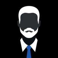 Abstract faceless man with beard and mustache silhouette in a tie. Dark male silhouette avatar emblem vector