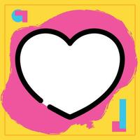 Blank quote frame template. Empty heart shape with space for text. Bright colorful shapes vector