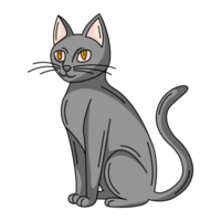 negro gato, tradicional Víspera de Todos los Santos animal, mascota. plano sencillo elemento, color ilustración. para logo, pegatina, imprimir, web diseño, scrapbooking png