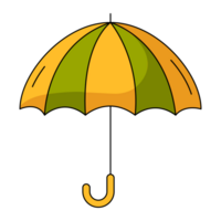Open umbrella, protect from rainy weather in autumn, summer, spring. Flat outline element, color illustration. For logo, sticker, print, web design png