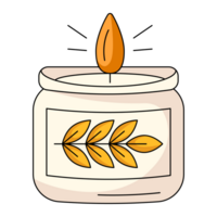 Burning candle. Decorative wax candles for relax and spa. Flat simple element, color illustration. For logo, sticker, print, web design, scrapbooking png