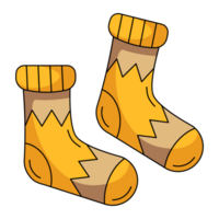 Warm socks. Fall or winter element of clothes for cold weather. Flat simple element, color illustration. For logo, sticker, print, web design, scrapbooking png