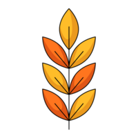 Autumn red yellow leaf. Fall seasonal concept. Flat simple element, color illustration. For logo, sticker, print, web design, scrapbooking png