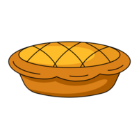 manzana o calabaza tarta. tradicional estacional hecho en casa panadería para día festivo. plano contorno sencillo elemento, color ilustración. para logo, pegatina, imprimir, web diseño, scrapbooking png