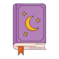 magia deletrear libro. tradicional Víspera de Todos los Santos místico símbolo. plano sencillo elemento, color ilustración. para logo, pegatina, imprimir, web diseño, scrapbooking png