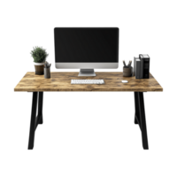 A computer desk with a monitor, keyboard and mouse png