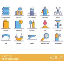 A set of different icons for survival vector