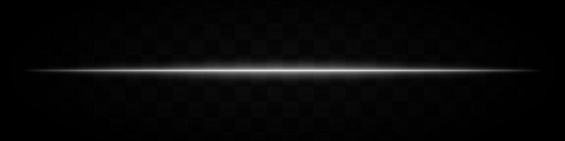White light beam. A sharp horizontal purple beam with a bright center, fading into darkness on both sides. Ideal for sci-fi designs, light transitions, or futuristic effects. vector