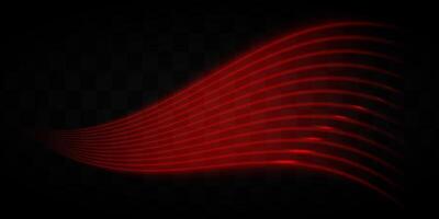 Curved red light wave over a dark background, creating an abstract, futuristic design with smooth flowing lines and contrast. vector