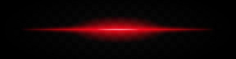 Red horizontal light beam isolated on transparent background. Intense glowing effect with smooth gradient and soft edges. Ideal for futuristic designs, digital graphics, and sci-fi themes. vector