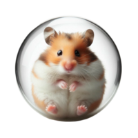 White Hamster with Brown and Black Fur in a Transparent Ball png