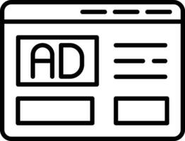 A black and white image of an ad on a computer screen vector
