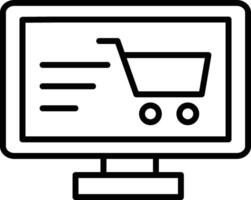 A computer monitor with a shopping cart icon vector