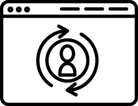 A black and white icon of a person with a circle around them vector