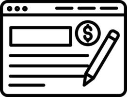 A black and white image of a pen and money vector