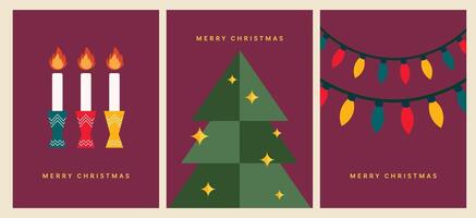 xmas flat design element merry christmas day and happy new year 25 december greeting card collection set vector