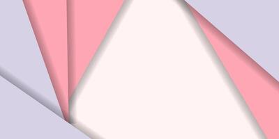 A pink and white paper background with a triangle shape vector