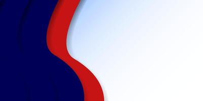 A red, white and blue background with a curved line vector