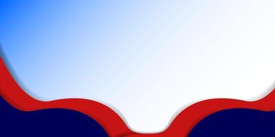 A red, white and blue background with a curved edge vector