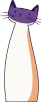 Minimalist Illustration of a Tall Cat with a Purple Face and Cream Body vector