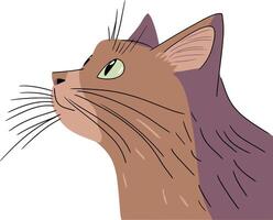 Side Profile of an Elegant Cat with Green Eyes in a Stylized Illustration vector