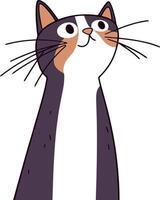 Quirky Cartoon Cat with Vibrant Fur Looking Up vector