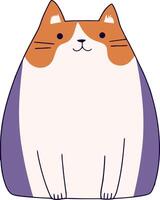 Cute Illustrated Cat with Calico Markings Sitting in Minimalist Style vector
