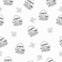 Autumn seamless pattern with mushrooms. Light background. vector