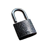 Metallic Gray Open Padlock - Color Photo, Isolate for Design photo