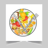 a plate with a fork and knife on it vector