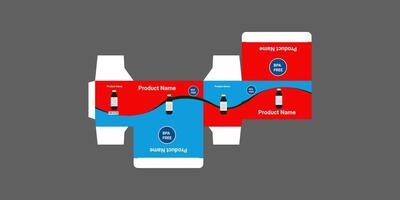 a red and blue box with a bottle of water vector