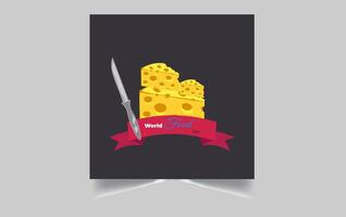 cheese and knife on a black background vector
