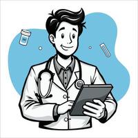 Doctor conducting virtual health consultation with patient vector