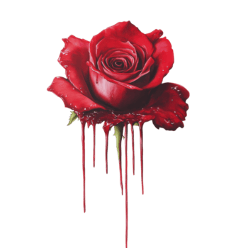 uma vermelho rosa com gotejamento água em isto png