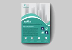 a business brochure template with a green wave design vector